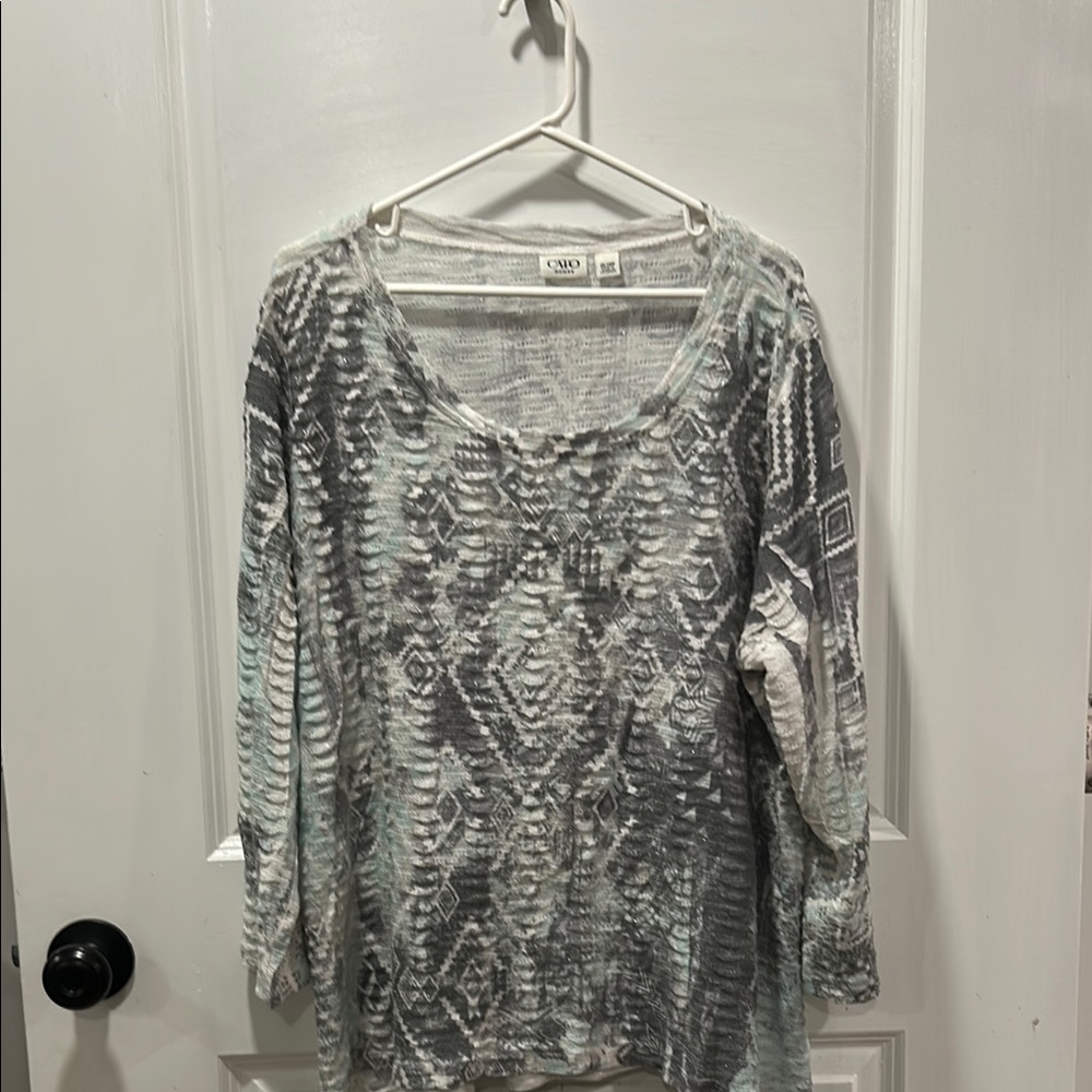 Chico's Gray Patterned Women's Top